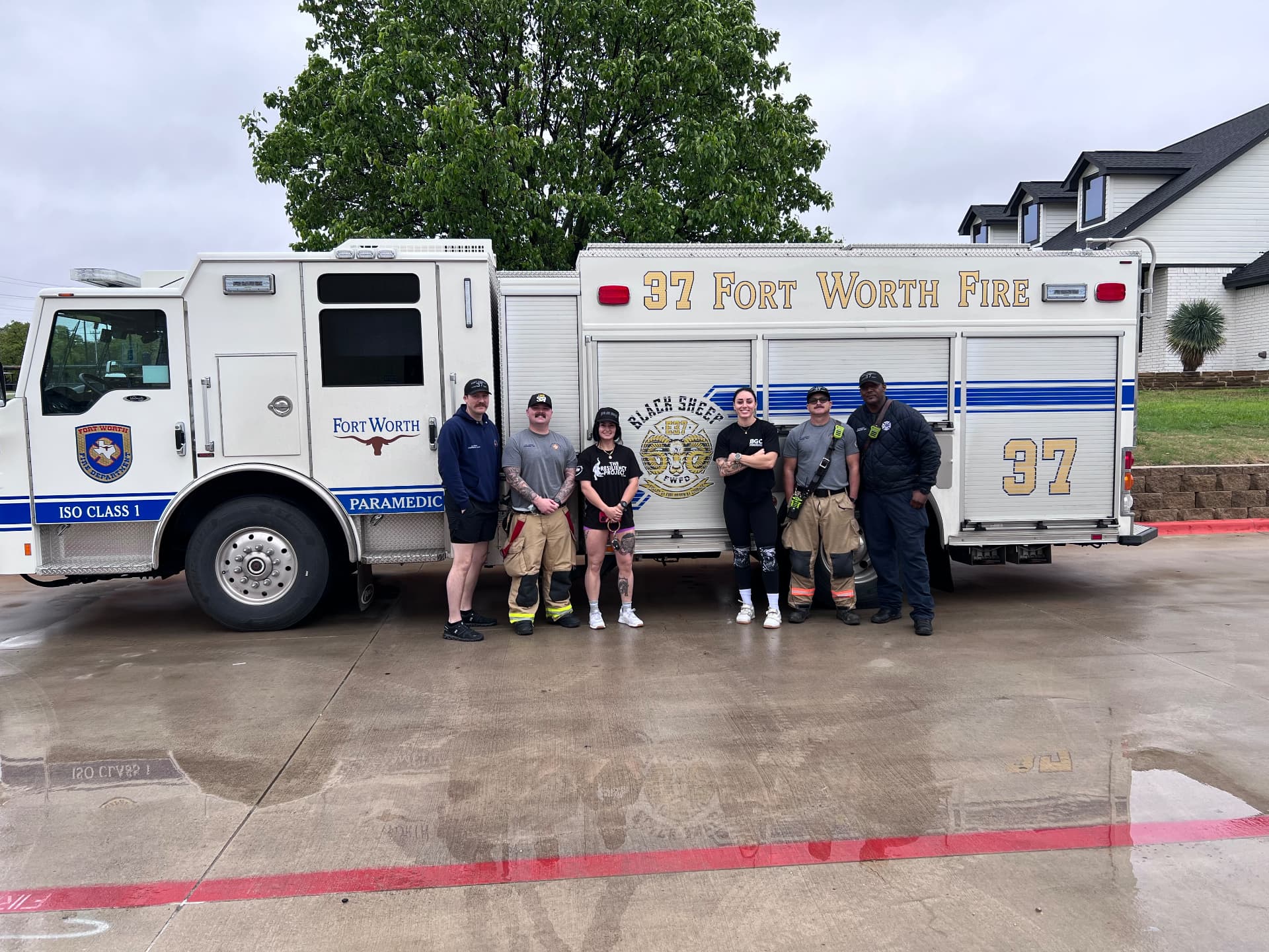 Adrienne Henry with Fort Smith firefighters at a Resiliency Project session